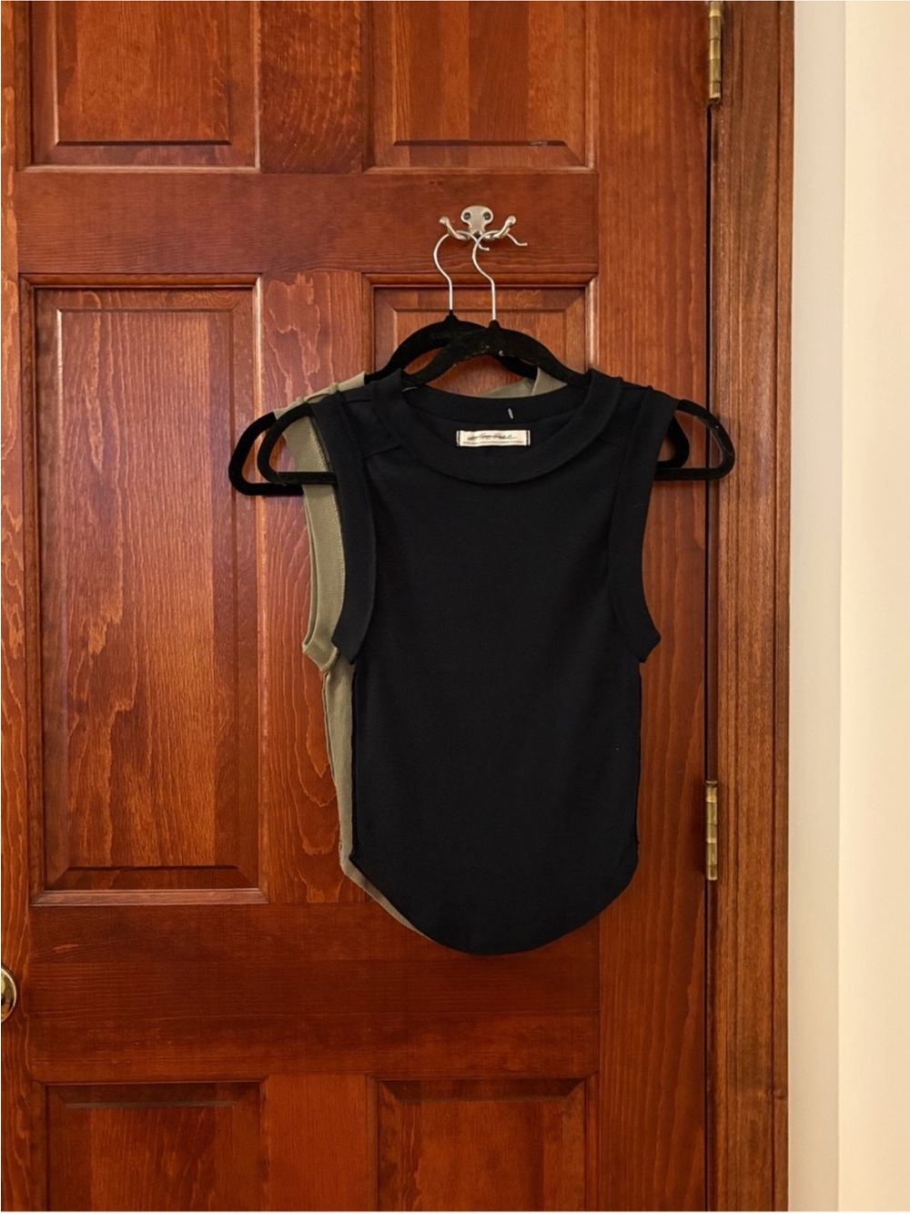 FREE PEOPLE Lot of 2 Kate Ribbed Tank Tops Sleeveless Tees Green Black NWOT XS